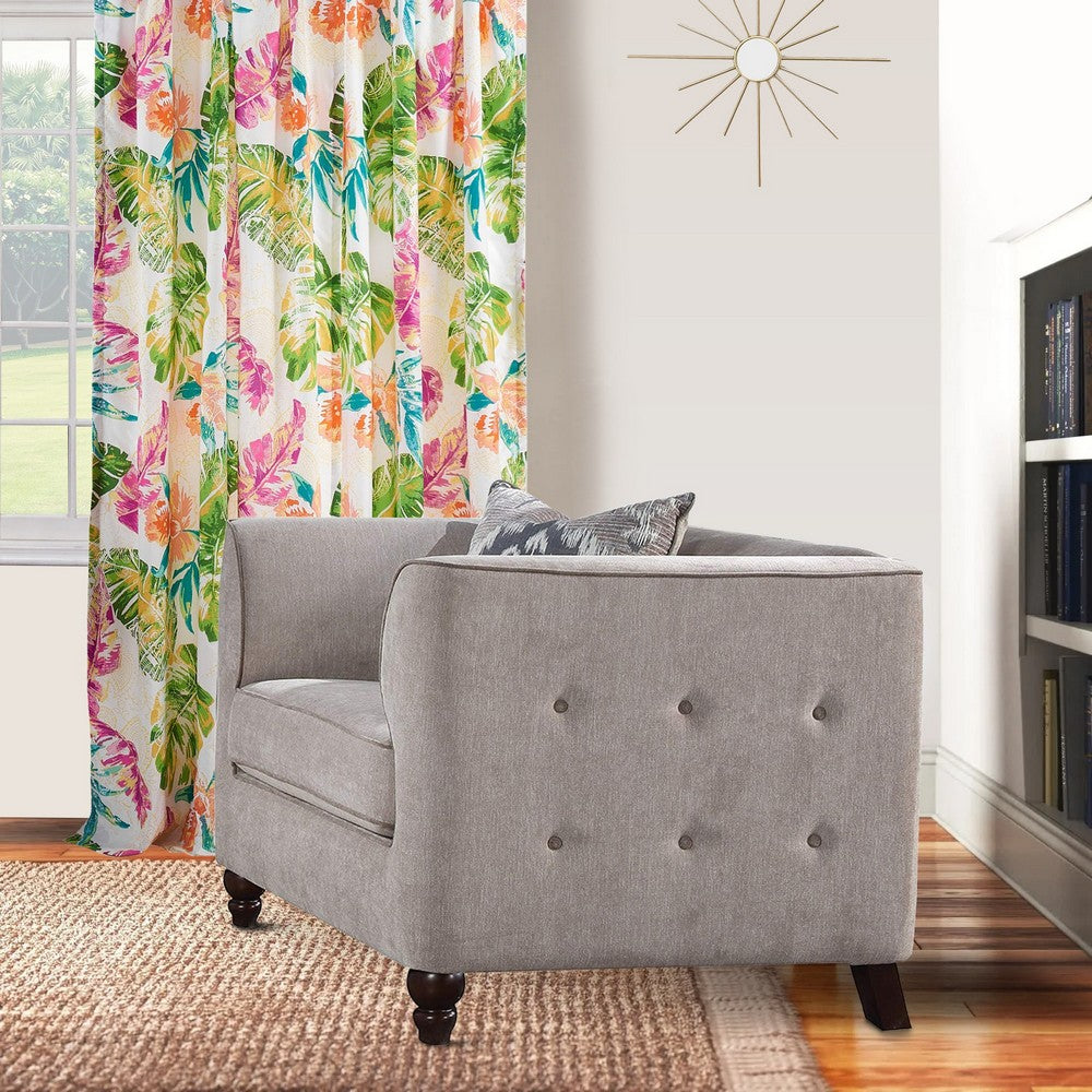 Fabric Upholstery Chair With Button Tufted Backrest And Sides, Light Gray - AMF-52057