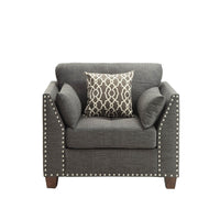 34 Inch Wide Nailhead Fabric Upholstered Accent Chair, Gray - AMF-52407