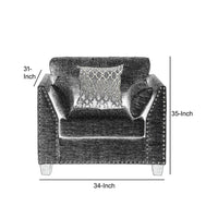 34 Inch Wide Nailhead Fabric Upholstered Accent Chair, Gray - AMF-52407