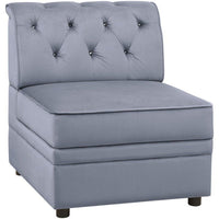 Traditional Style Velvet Modular Armless Chair with Tufting, Gray - AMF-53305