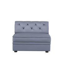 Traditional Style Velvet Modular Armless Chair with Tufting, Gray - AMF-53305