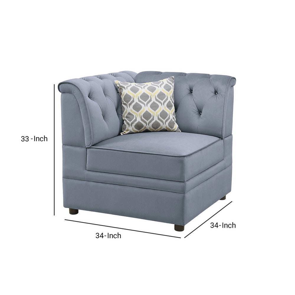 Fabric Upholstered Wooden Modular Wedge with Button Tufted Details, Gray - AMF-53306