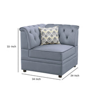 Fabric Upholstered Wooden Modular Wedge with Button Tufted Details, Gray - AMF-53306