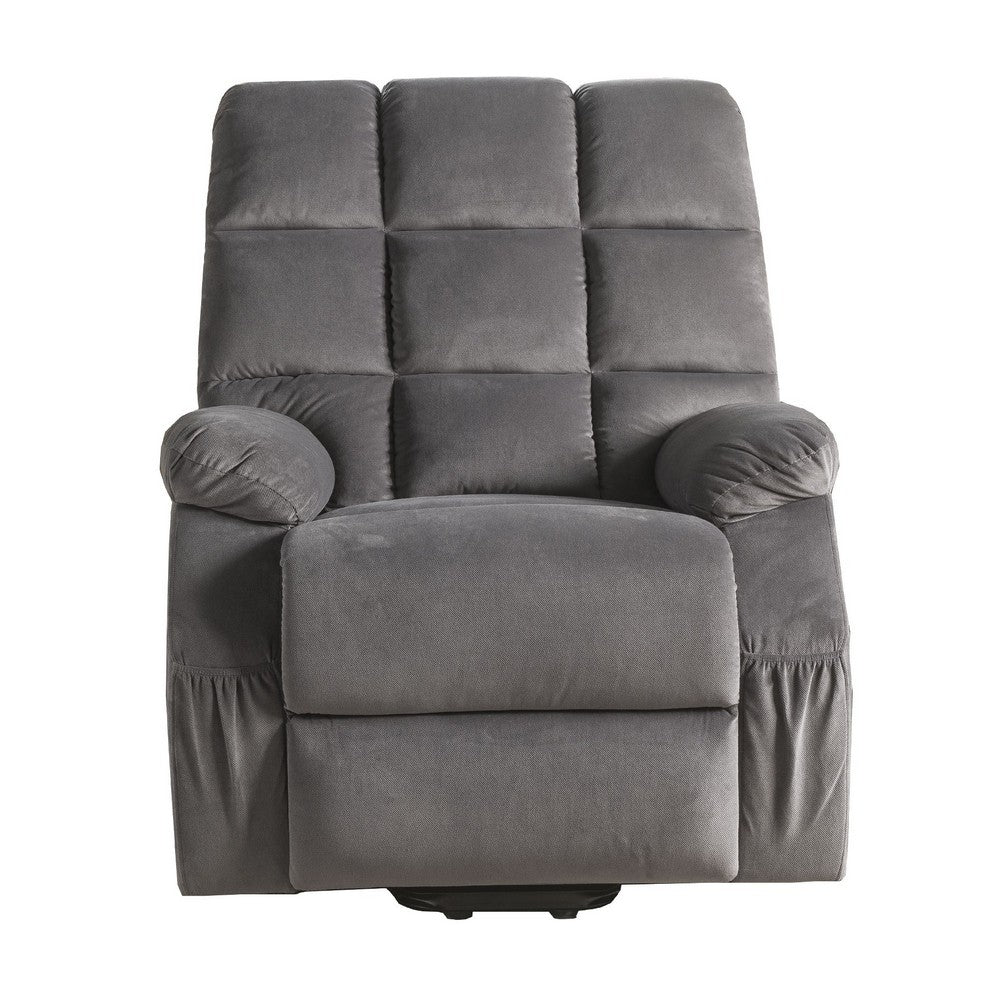 Contemporary Velvet and Metal Recliner with Power Lift, Gray - AMF-59263