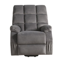 Contemporary Velvet and Metal Recliner with Power Lift, Gray - AMF-59263