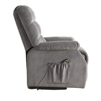 Contemporary Velvet and Metal Recliner with Power Lift, Gray - AMF-59263