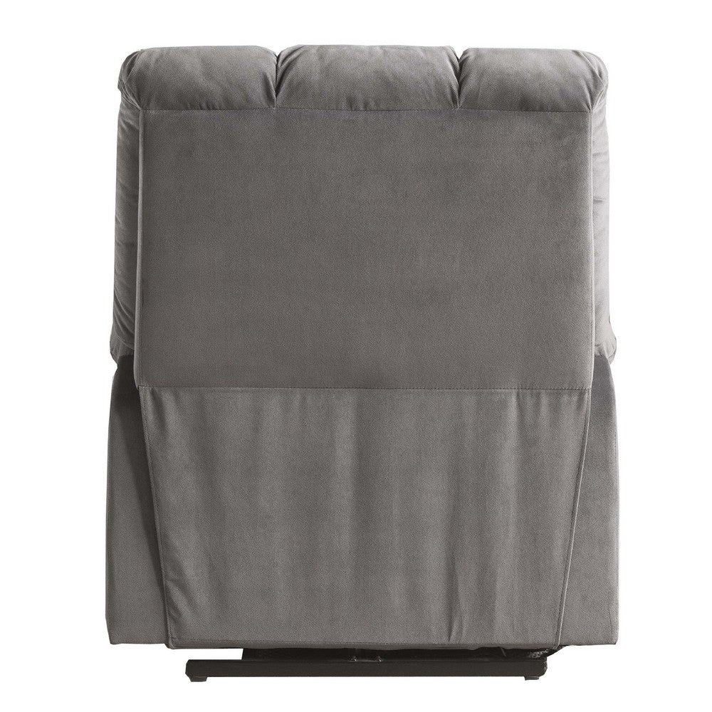Contemporary Velvet and Metal Recliner with Power Lift, Gray - AMF-59263