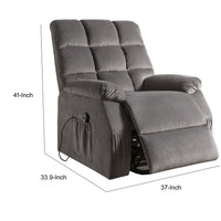 Contemporary Velvet and Metal Recliner with Power Lift, Gray - AMF-59263