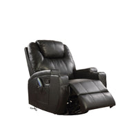 Contemporary Polyurethane Upholstered Metal Rocker Recliner with Swivel, Black - AMF-59277
