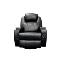 Contemporary Polyurethane Upholstered Metal Rocker Recliner with Swivel, Black - AMF-59277