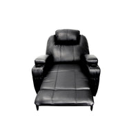 Contemporary Polyurethane Upholstered Metal Rocker Recliner with Swivel, Black - AMF-59277