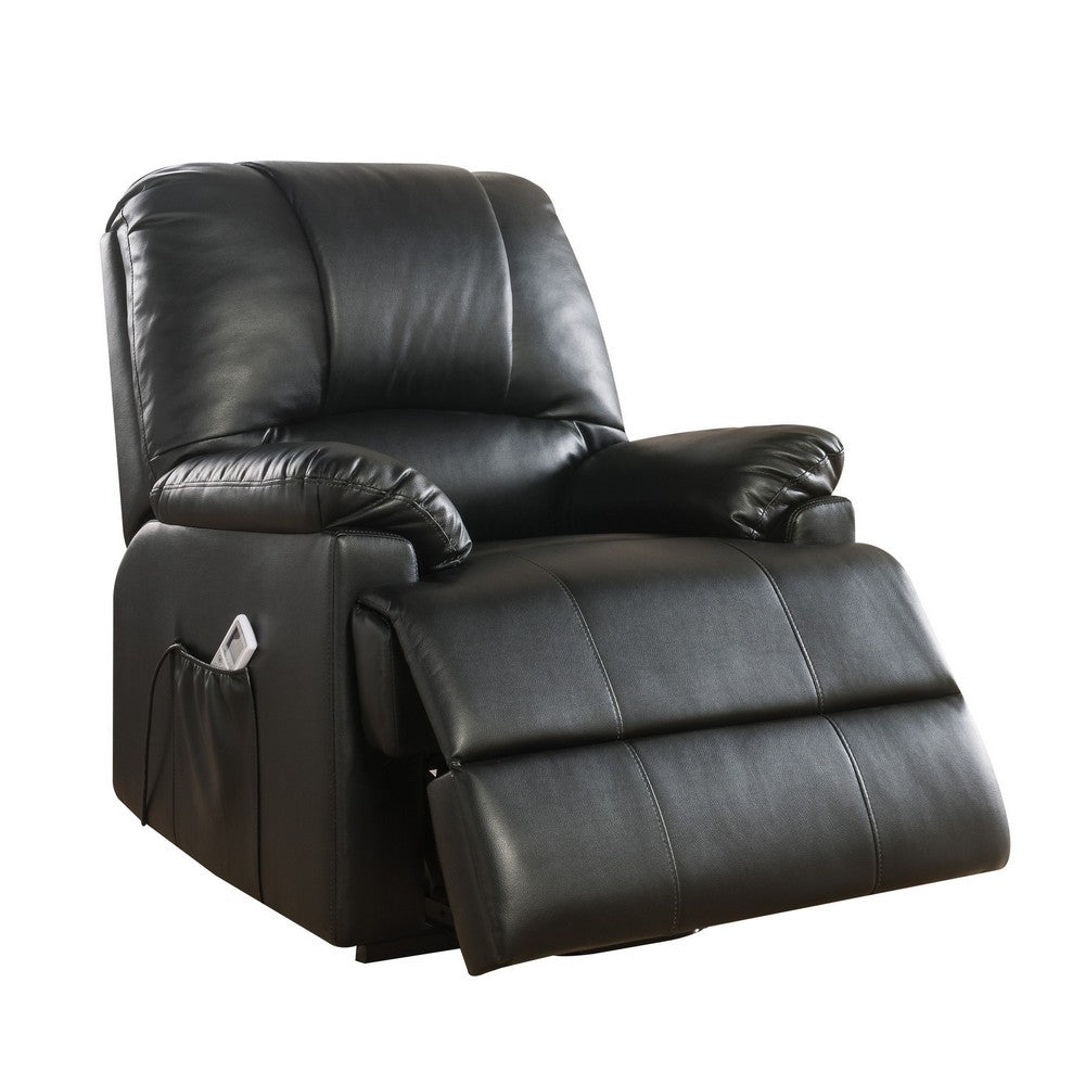 Contemporary Polyurethane Upholstered Metal Recliner with Power Lift, Black - AMF-59285