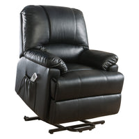 Contemporary Polyurethane Upholstered Metal Recliner with Power Lift, Black - AMF-59285