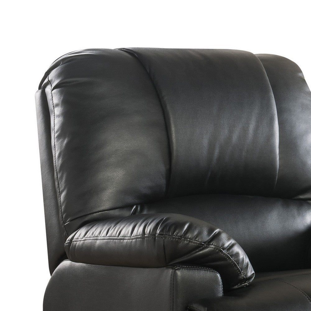 Contemporary Polyurethane Upholstered Metal Recliner with Power Lift, Black - AMF-59285