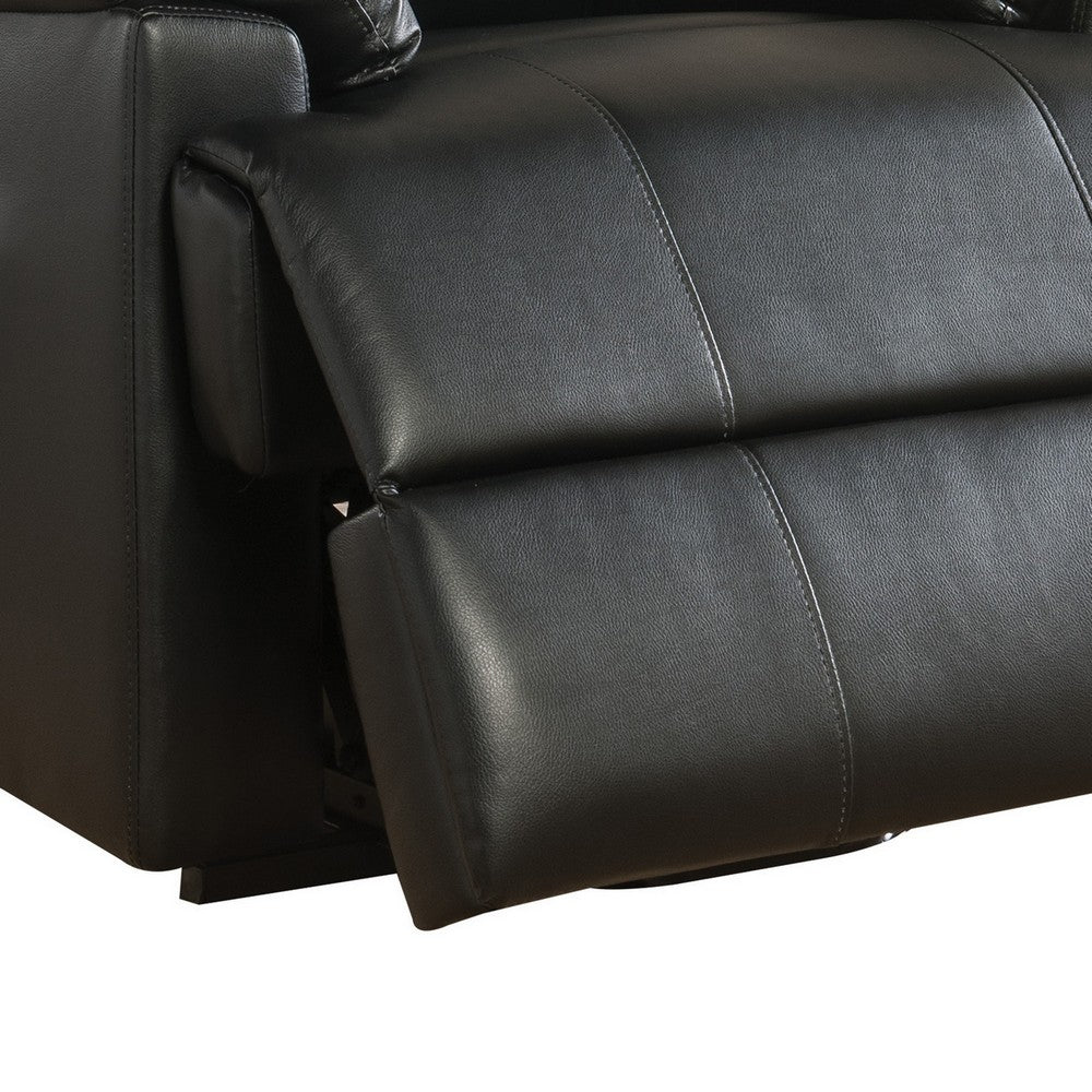 Contemporary Polyurethane Upholstered Metal Recliner with Power Lift, Black - AMF-59285