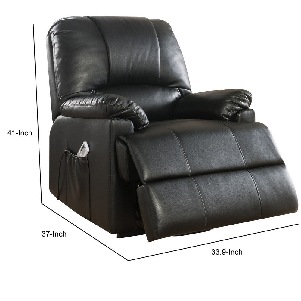 Contemporary Polyurethane Upholstered Metal Recliner with Power Lift, Black - AMF-59285