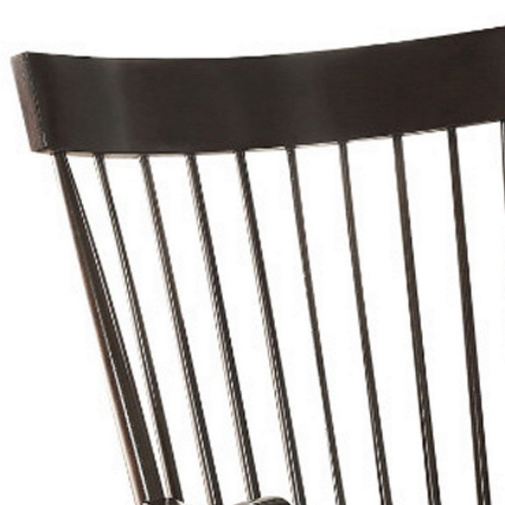 Traditional Style Wooden Rocking Chair with Contoured Seat, Black - AMF-59297