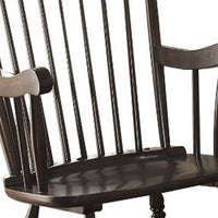 Traditional Style Wooden Rocking Chair with Contoured Seat, Black - AMF-59297