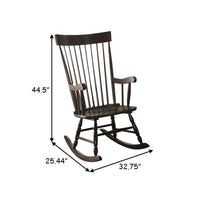 Traditional Style Wooden Rocking Chair with Contoured Seat, Black - AMF-59297