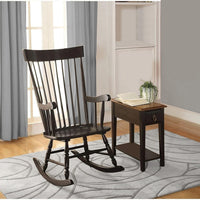 Traditional Style Wooden Rocking Chair with Contoured Seat, Black - AMF-59297