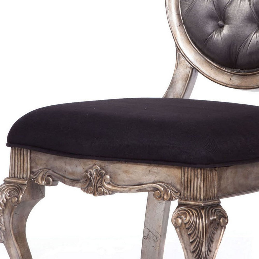 28 Inch Wide Wood Dining Chair Gray, Silver, Set of Two - AMF-60542