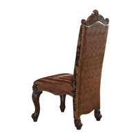 27 Inch Wide Side Chair, Faux Leather, Set of 2, Brown - AMF-61102