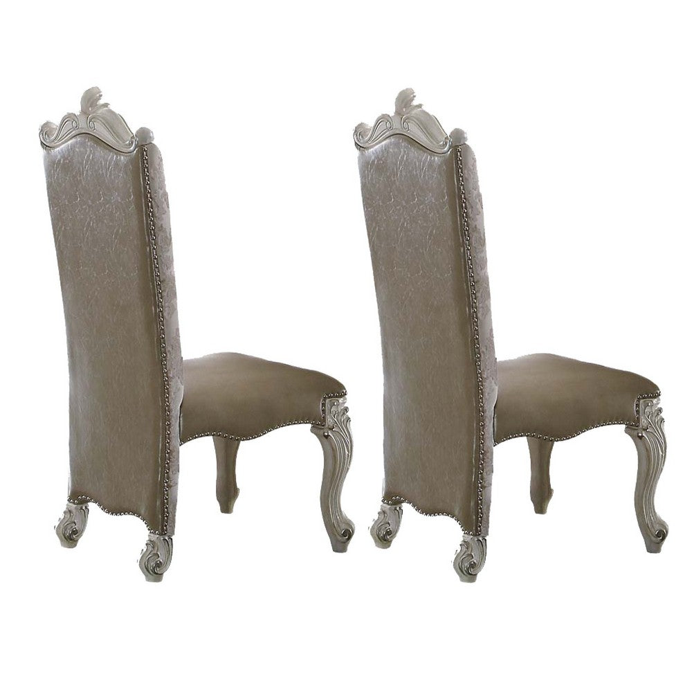 27 Inch Wide Dining Side Chair, Faux Leather, Set of 2, White - AMF-61132