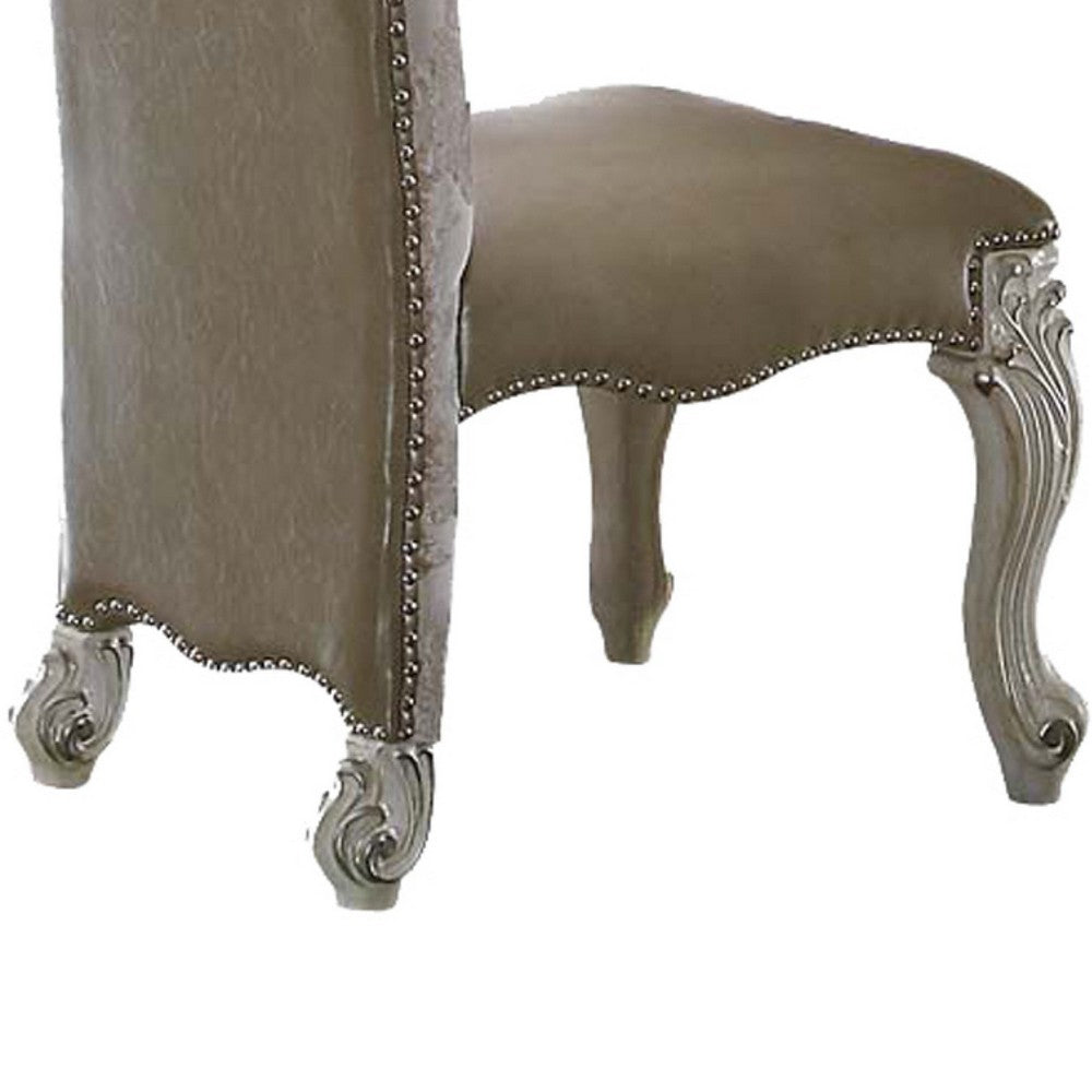 27 Inch Wide Dining Side Chair, Faux Leather, Set of 2, White - AMF-61132