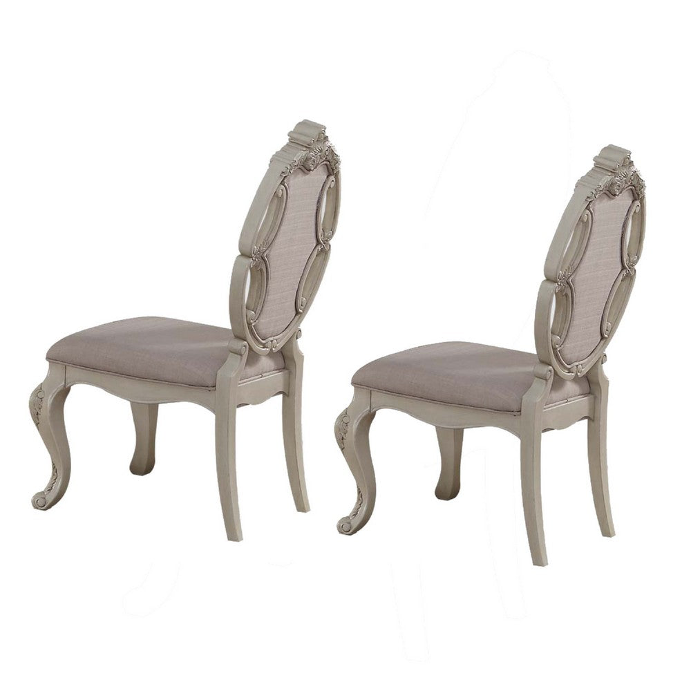 26 Inch Wide Upholstered Dining Side Chair, Set of 2, White - AMF-61282
