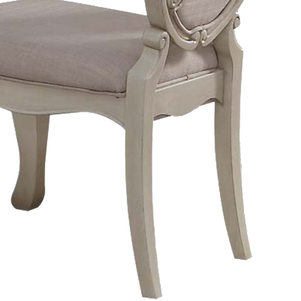 26 Inch Wide Upholstered Dining Side Chair, Set of 2, White - AMF-61282