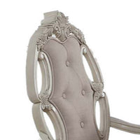 Fabric Upholstered Wooden Arm Chairs with Cabriole Legs, White and Gray, Set of Two - AMF-61283