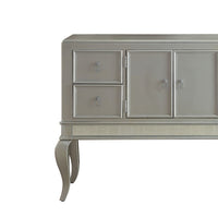 Wooden Server with Four Drawers and Mirror Accents, Champagne Silver - AMF-62084