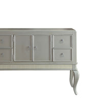 Wooden Server with Four Drawers and Mirror Accents, Champagne Silver - AMF-62084