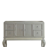 Wooden Server with Four Drawers and Mirror Accents, Champagne Silver - AMF-62084