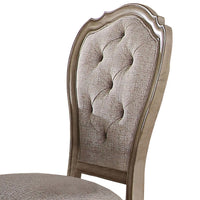 Button Tufted Upholstered Dining Side Chair, Set of 2, Beige - AMF-66052