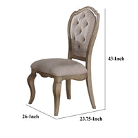 Button Tufted Upholstered Dining Side Chair, Set of 2, Beige - AMF-66052