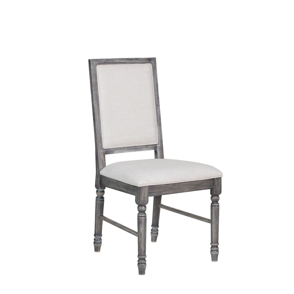 Linen Dining Side Chair with Turned Legs, Set of 2, Gray - AMF-66182