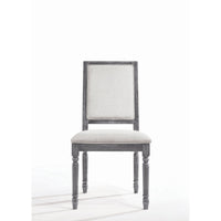 Linen Dining Side Chair with Turned Legs, Set of 2, Gray - AMF-66182