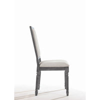Linen Dining Side Chair with Turned Legs, Set of 2, Gray - AMF-66182