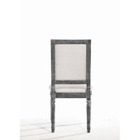 Linen Dining Side Chair with Turned Legs, Set of 2, Gray - AMF-66182