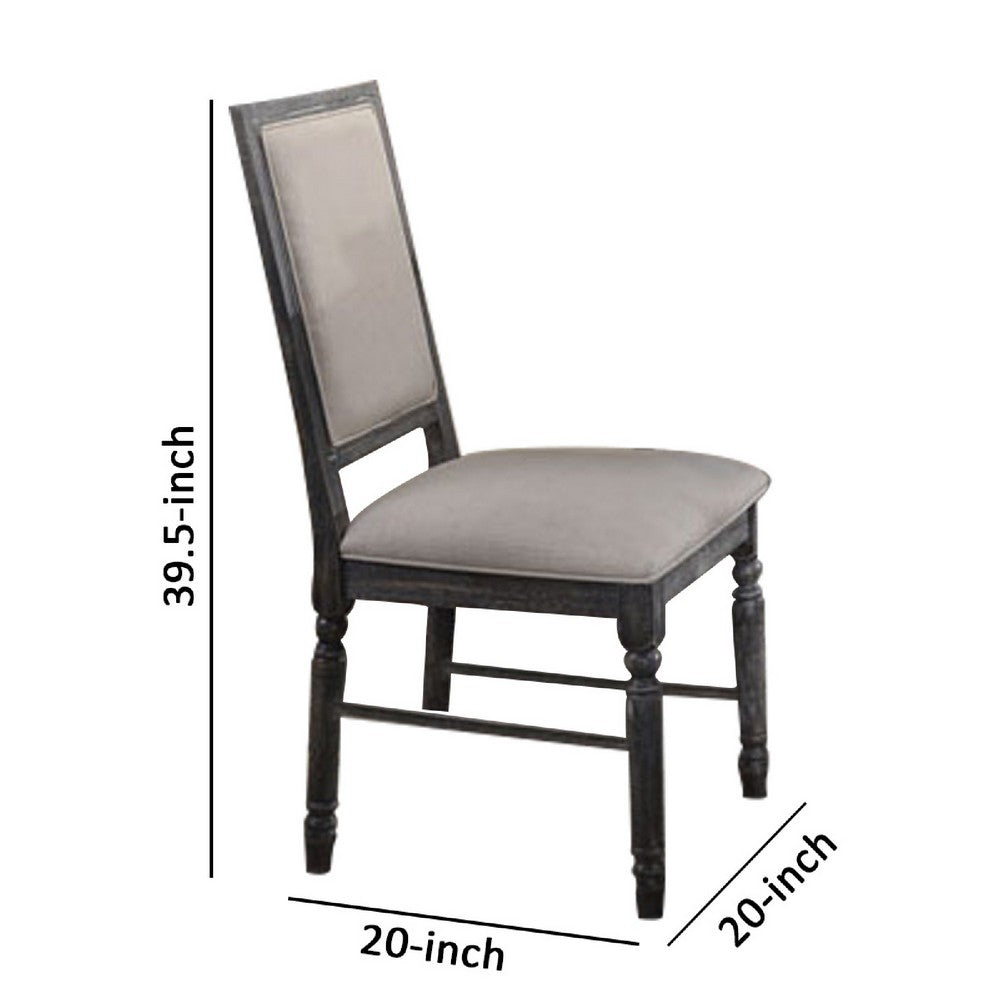 Linen Dining Side Chair with Turned Legs, Set of 2, Gray - AMF-66182