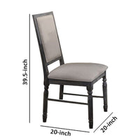 Linen Dining Side Chair with Turned Legs, Set of 2, Gray - AMF-66182