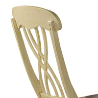 Wooden Side Chair with Overlapped Design Back and Scoop Seat, White and Brown, Set of Two - AMF-70333