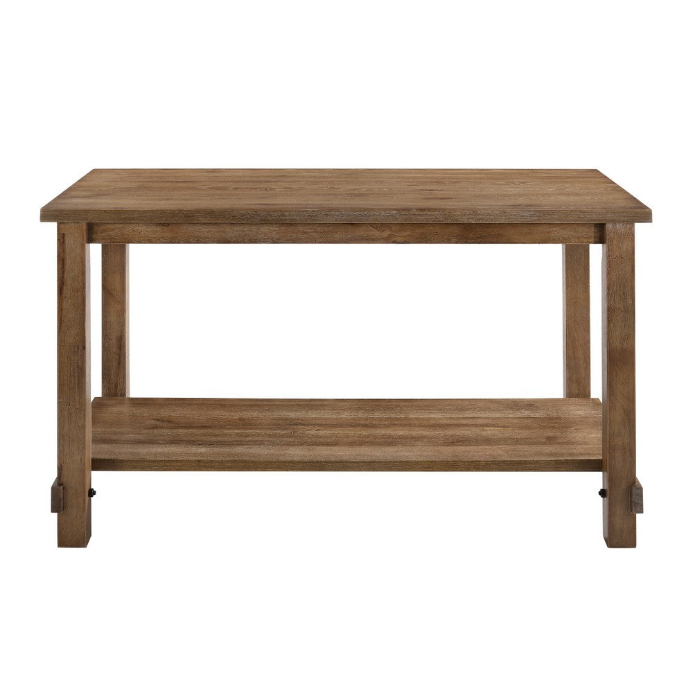 Counter Height Wooden Dining Table with Open Bottom Shelf, Brown - AMF-70830
