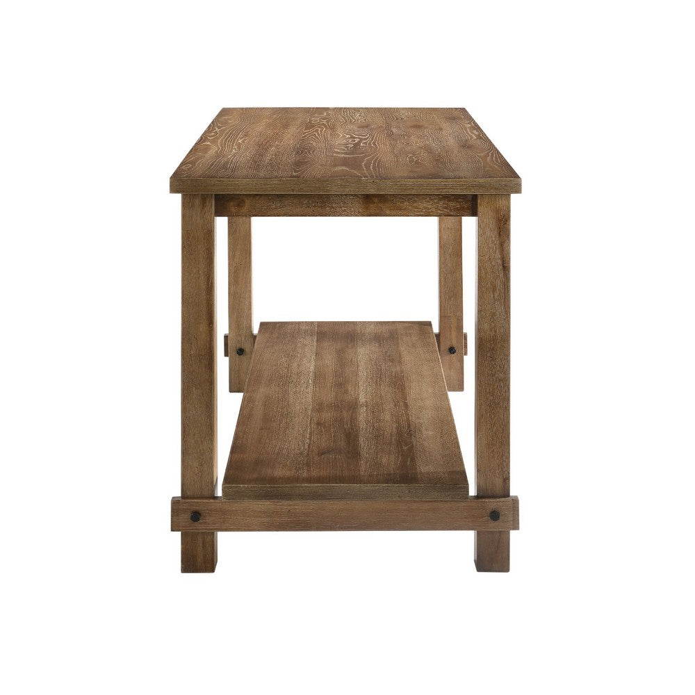 Counter Height Wooden Dining Table with Open Bottom Shelf, Brown - AMF-70830