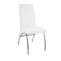Polyurethane Upholstered Metal Side Chair, Set of Two, White and Silver - AMF-71107