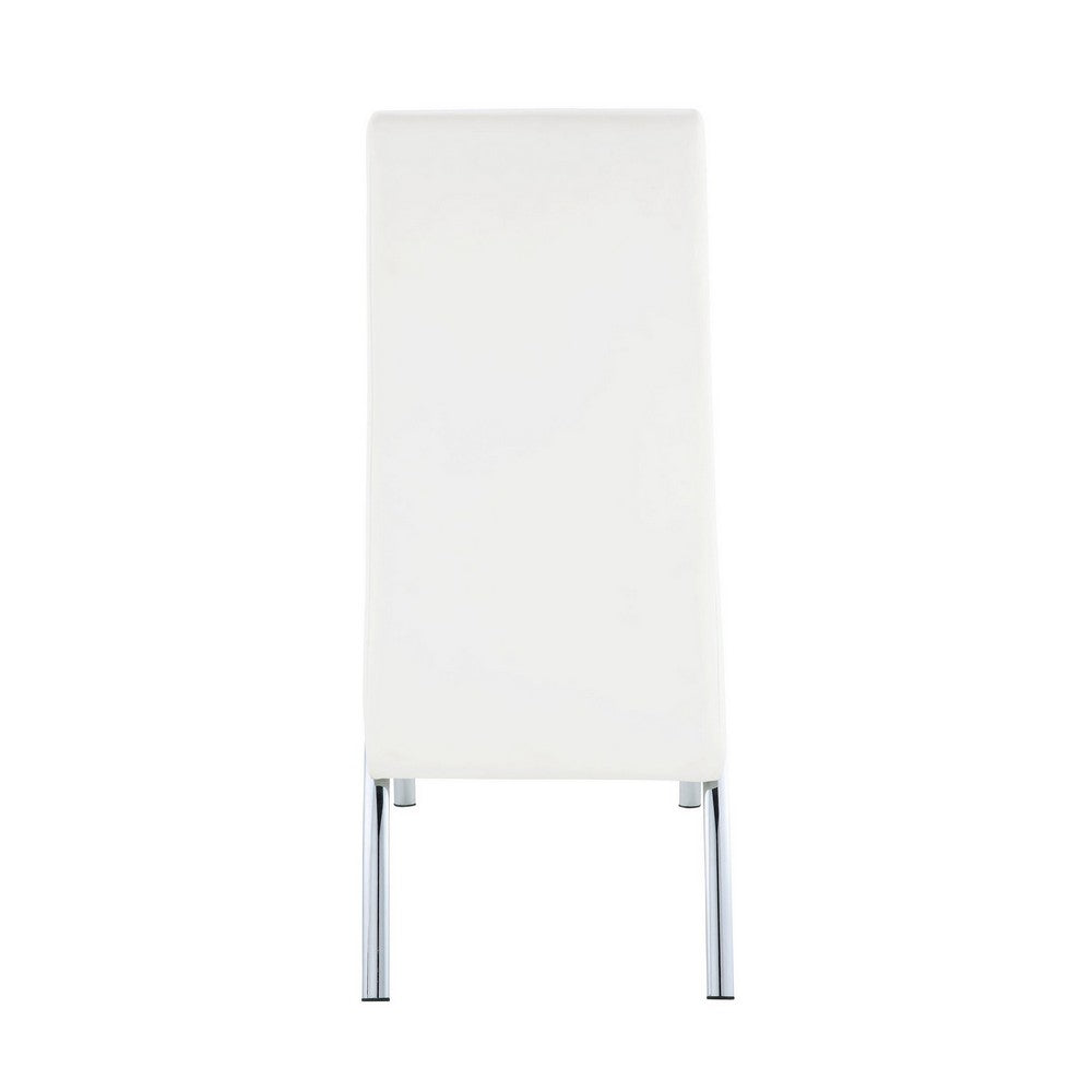 Polyurethane Upholstered Metal Side Chair, Set of Two, White and Silver - BM185667