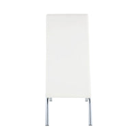 Polyurethane Upholstered Metal Side Chair, Set of Two, White and Silver - BM185667