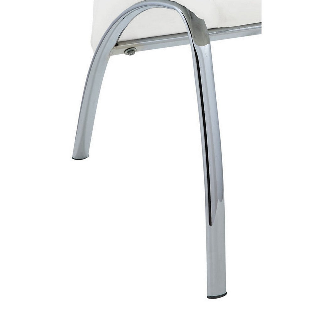Polyurethane Upholstered Metal Side Chair, Set of Two, White and Silver - BM185667