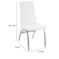 Polyurethane Upholstered Metal Side Chair, Set of Two, White and Silver - BM185667